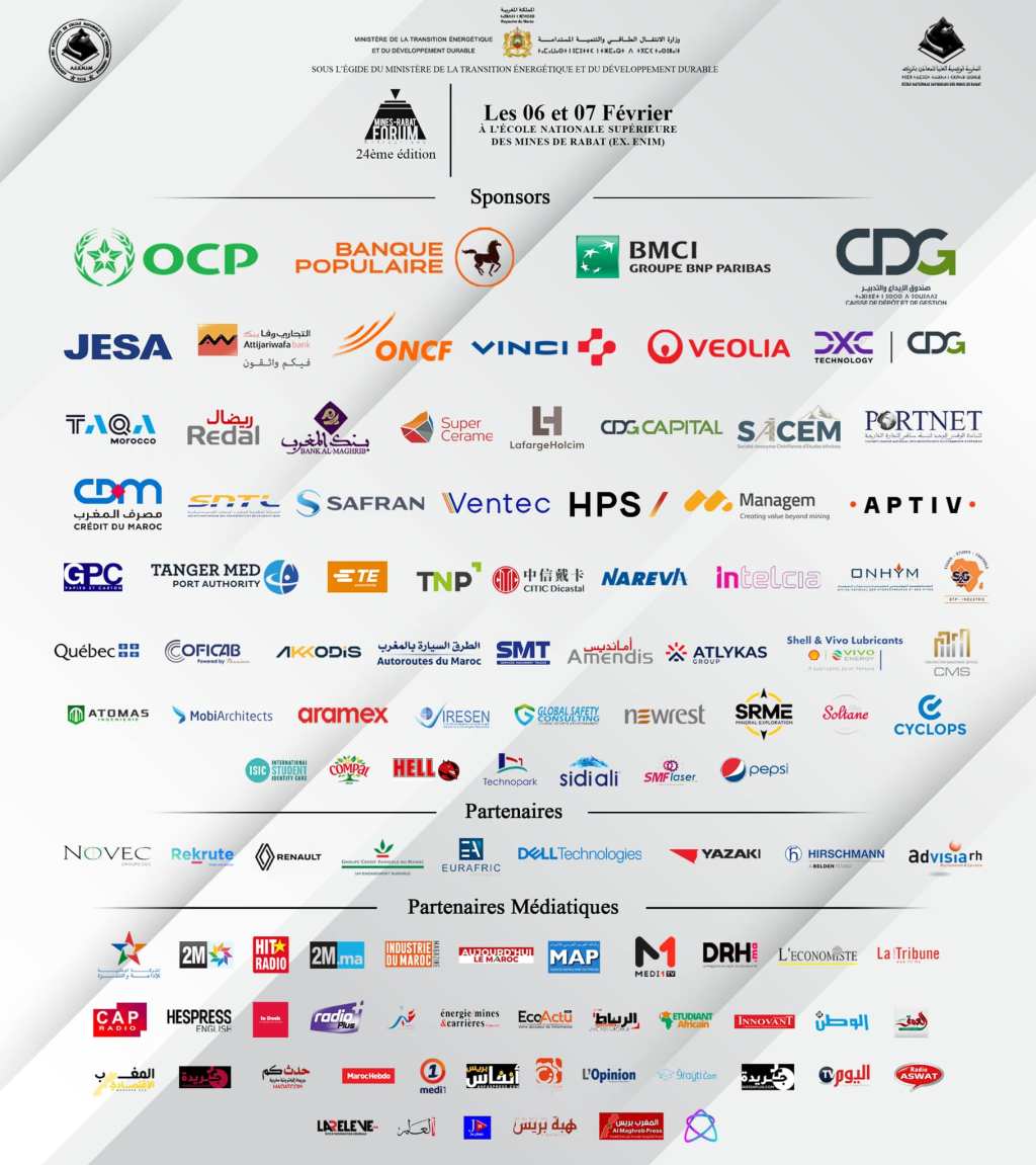 Sponsors et partenaires de la 24ème édition du Forum Mines-Rabat Entreprises
